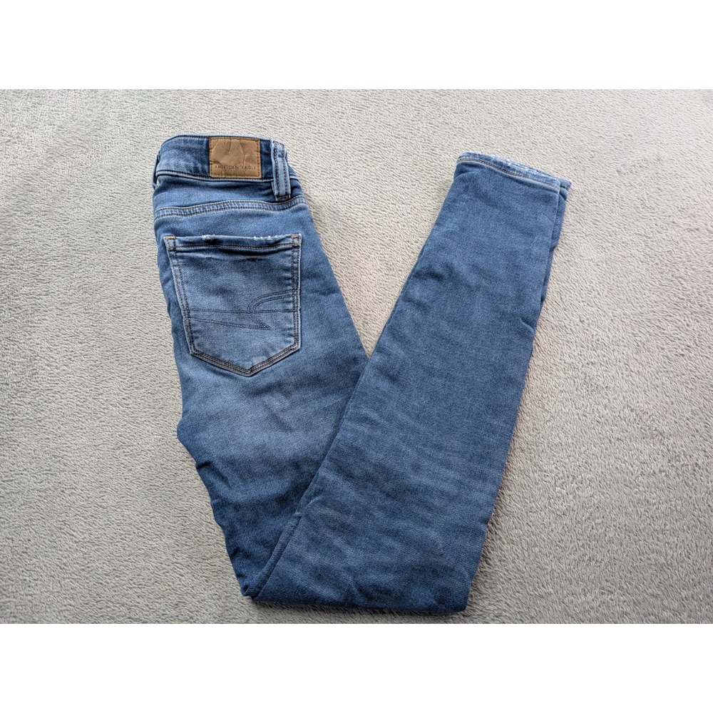 American Eagle Hi-Rise Jegging Medium Wash Distressed Denim Jeans Ne(x)t Level